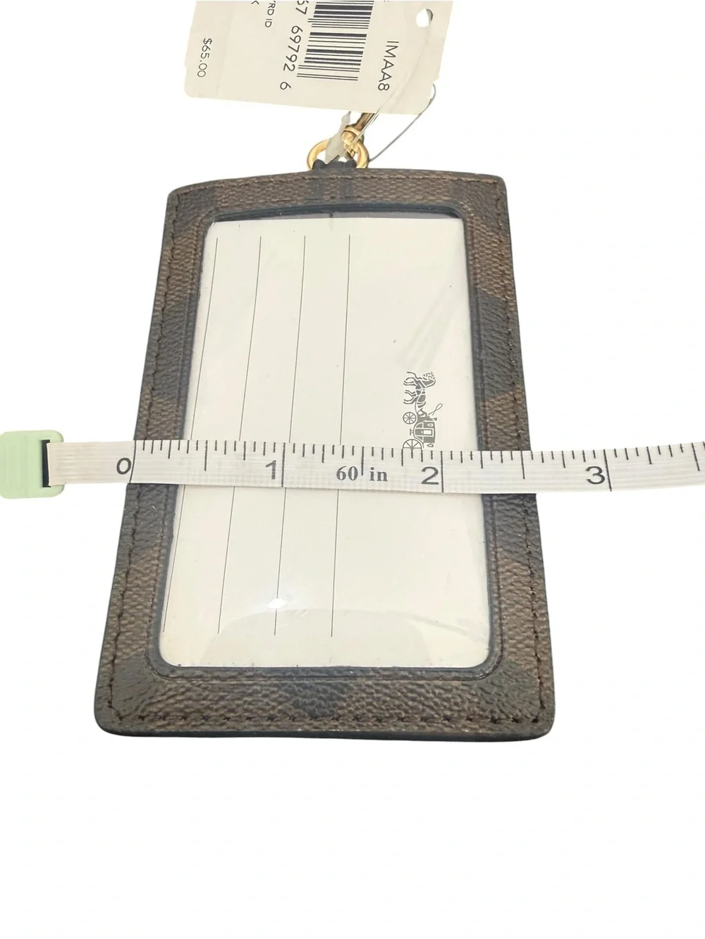 COACH Brown Signature Card Holder with Black Strap